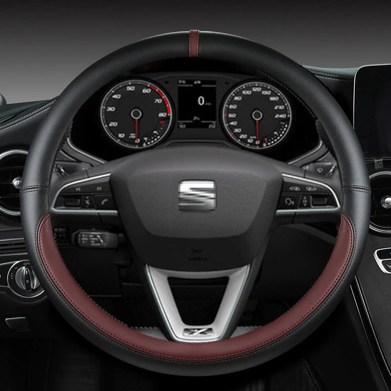 Microfiber Leather Car Steering Wheel Cover Non-Slip 38cm For Seat Tarraco Arona Ateca Ibiza Toledo Mii Leon Arosa Exeo ST FR