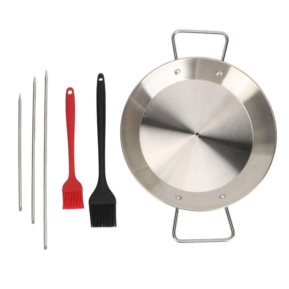 Stainless Steel Vertical Skewer Set Silver Round Pan Shawarma Spit Stand Detachable Spikes Polished Finish Al Pastor Skewer