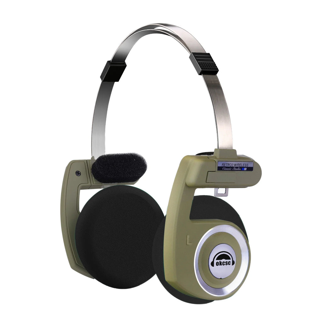 OKCSC Retro 3rd Generation Headphone Only Bluetooth Version 2-in-1 Wired/Wireless Earphones 40mm Driver Open End HiFi Headset