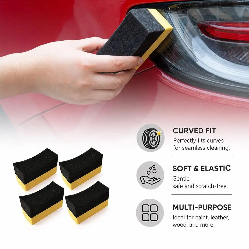 4pcs Auto Cleaning Sponge Brush Set for Car Wheel Tire Wash Wipe Water Suction Sponge Pad Wax Polishing Tyre Brushes Tools