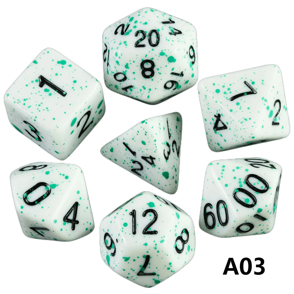 Polyhedral Dice TRPG DNDGame Games 7Pcs/Set D4 D6 D8 D10 D12 D20 Multi Sides for Board Game