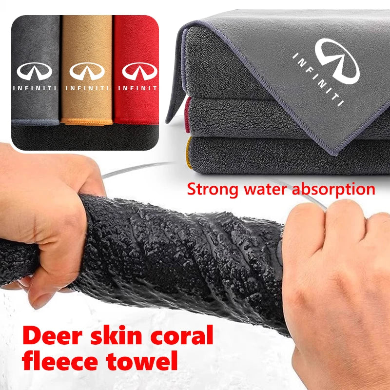 Coral Car Wash Cloth Microfiber Towel Car Cleaning Drying Cloth For Infiniti FX35 Q30 G37 QX70 G35 QX50 QX60 QX80 QX30 JX35 G25