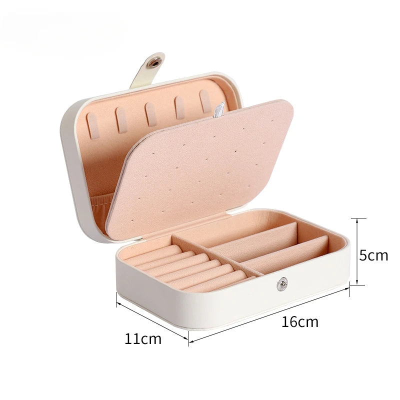 Portable PU Leather Jewelry Organizer - Travel Ring Earrings Necklace Storage Case, with Zipper & Removable Dividers