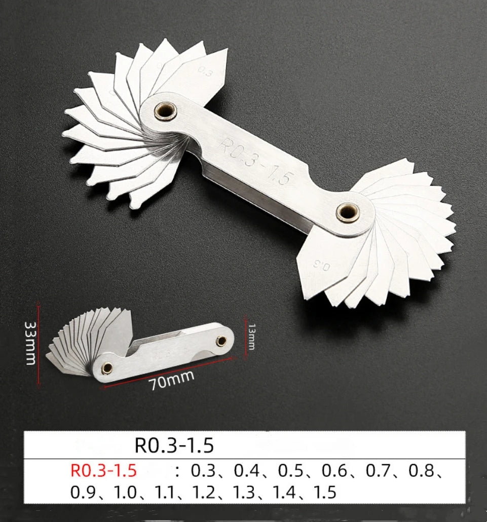 Measuring Tool for Radius Gauge 0.3-7mm High-Precision R-Gauge R7.5-15mm/R15.5-25mm/R25-50mm Arc Radius Measuring Tool Arc Ruler