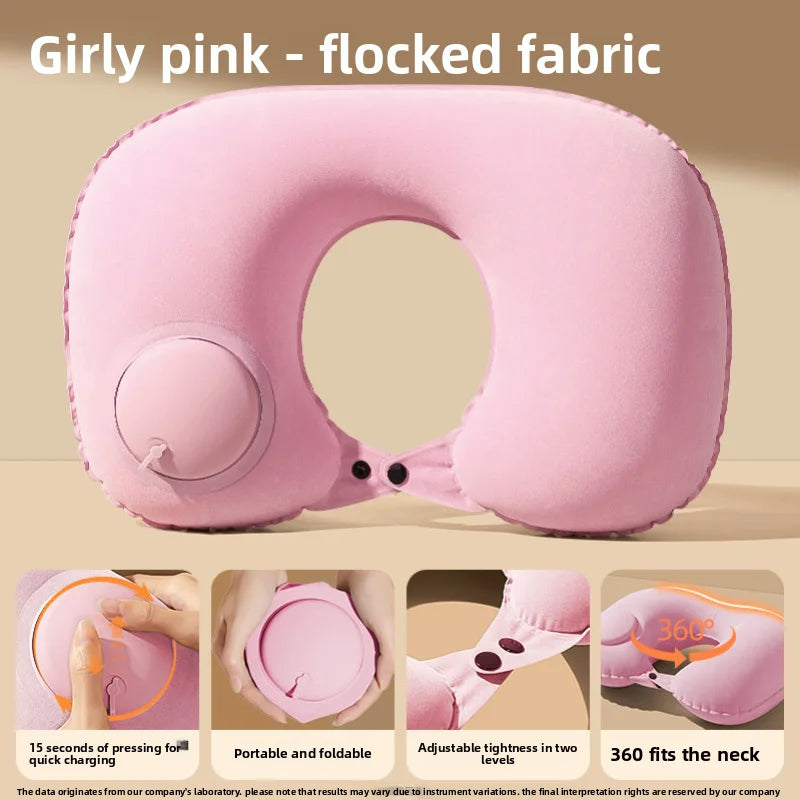 Inflatable Airplane Pillow, U-shaped Cervical Orthopedic Protective Pillow, Outdoor Folding Pillow, Small Gift for Friends