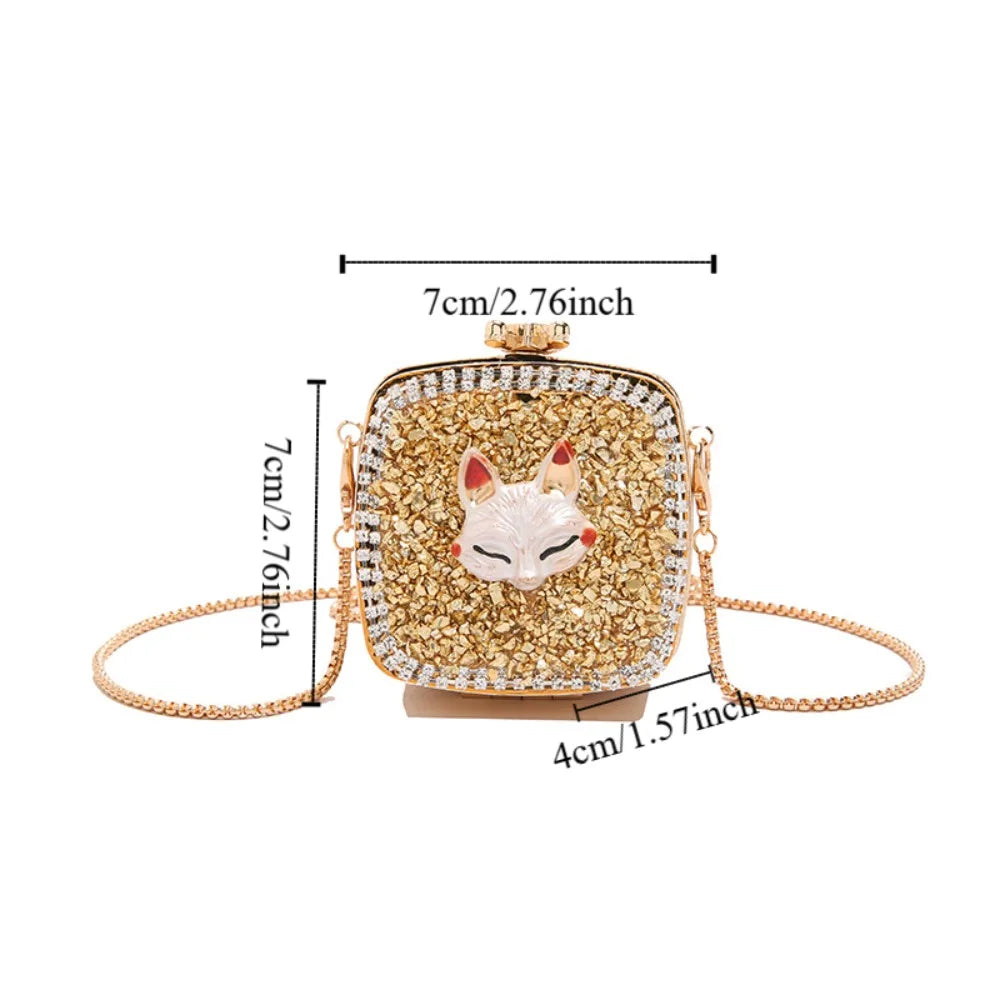 Handbag Gold/Silver Rhinestone Evening Bag Irregular Shape Elegant Banquet Chain Bag Small Wallet Shinny Mini Lipstick Bag Gift