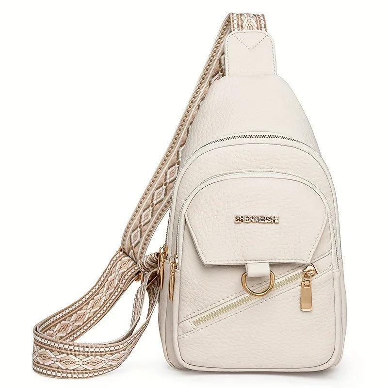 1pcs Large Capacity PU Leather Crossbody Bag Adjustable Strap Casual Chest Bag Fashion Versatile for Travel Daily Use