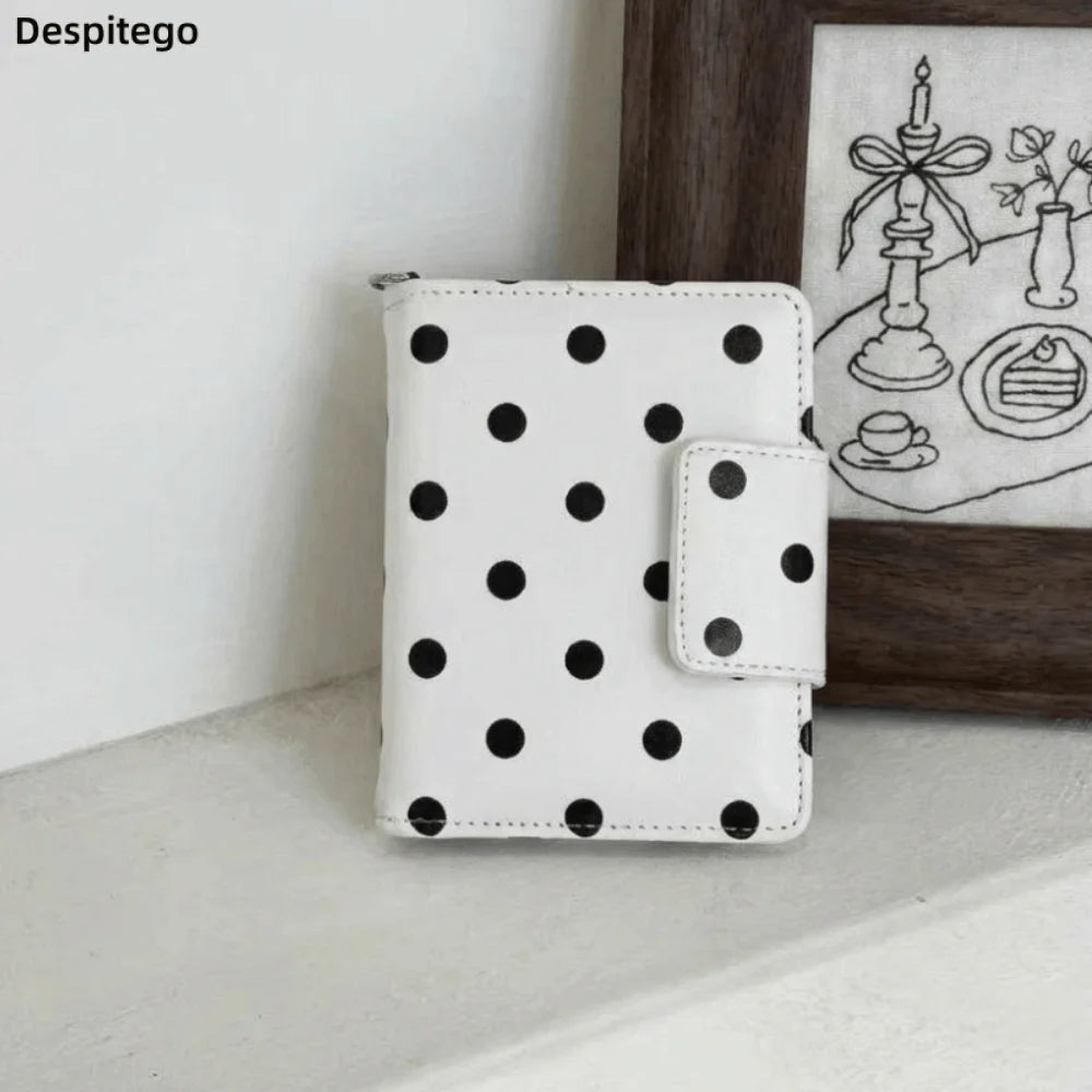Multifunctional Polka Dot Passport Holder Multi-Card Slot Slim Design Card Storage Bag Lightweight Black White