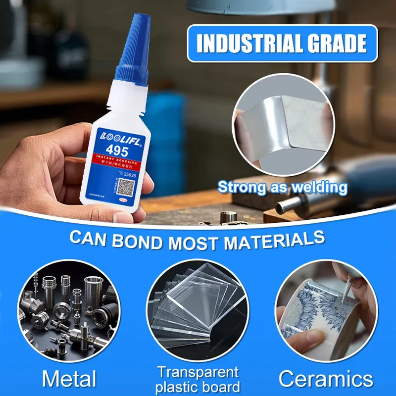 1-5pcs, LOOLIFL, 20g upgraded version 495, super glue, industrial strength, metal strong adhesive, transparent, stable,