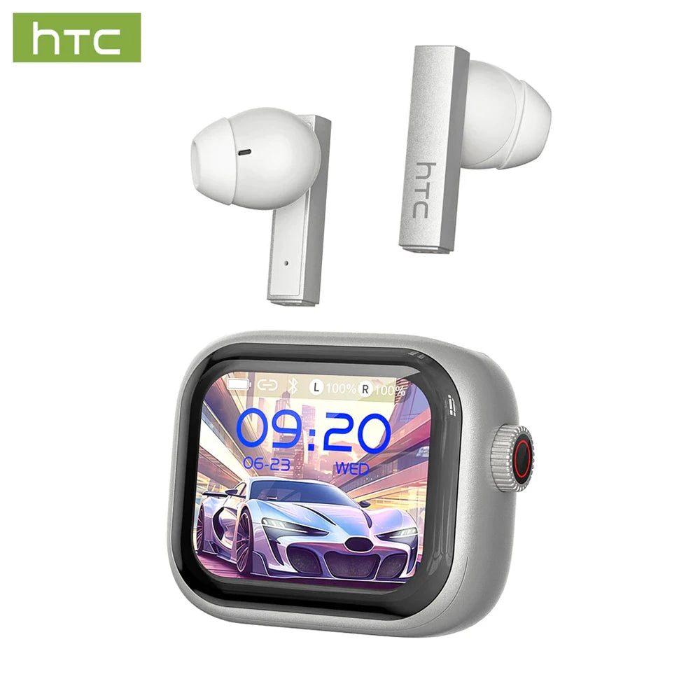 HTC NE40 Fashion Wireless Earbuds Eye-catching Transparent Case Light Open Semi-in-ear OWS Headphones Trendy Ear-hook Earphones