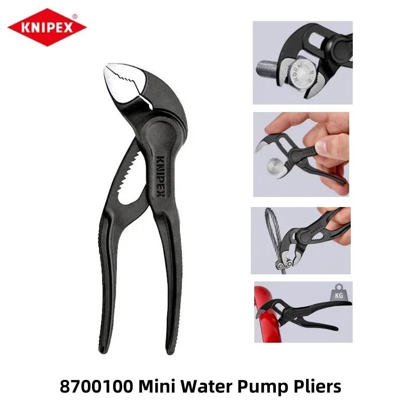 KNIPEX 87 00 100 Cobra XS Mini Pump Pliers,100mm,Nut to 24mm,Pipe to 28mm,Self-Locking,Push Button Push Button Adjustment,Edc,