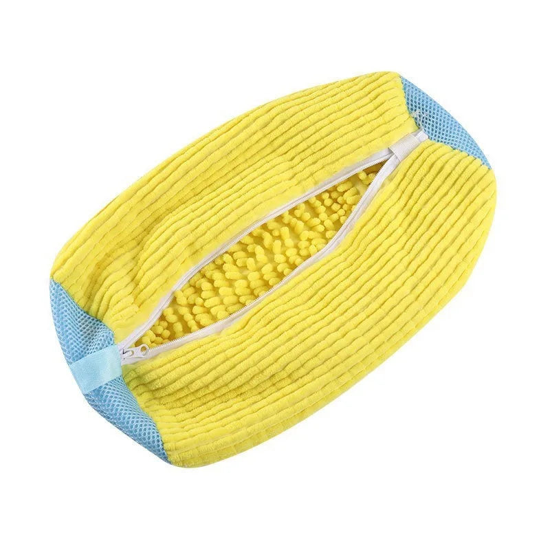 Shoe Washing Machine Bag Fluffy Fiber 360 Surround Cleaning Reusable Durable Laundry Bag With Zipper Closure 1Pc For Sneakers