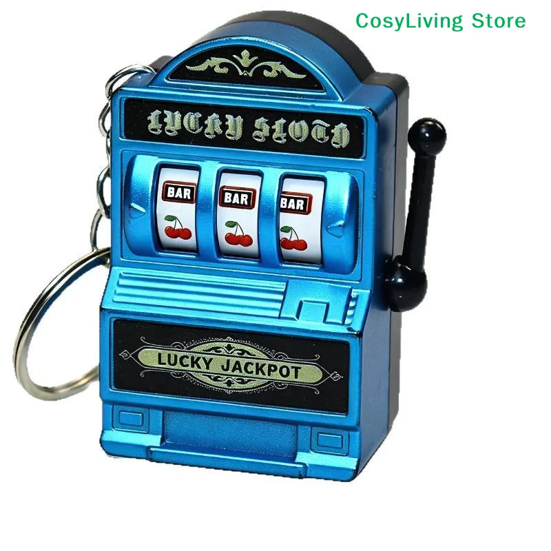 [CL]Mini Gambling Slot Machine Key Chains Arcade Pocket Fruit Lucky Jackpot Gadget Antistress Toy Funny Games Keychain Ring[CL]