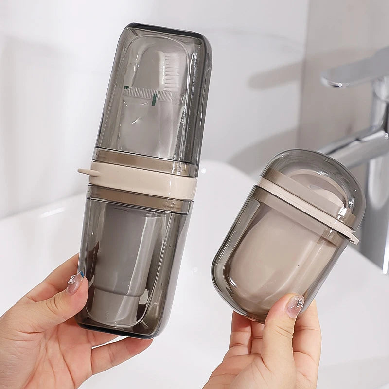 2pcs/Set Portable Soap Holder Toothbrush Case Durable Plastic Travel Essentials Toiletry Set Easy-Clean Gym Bathroom Accessories