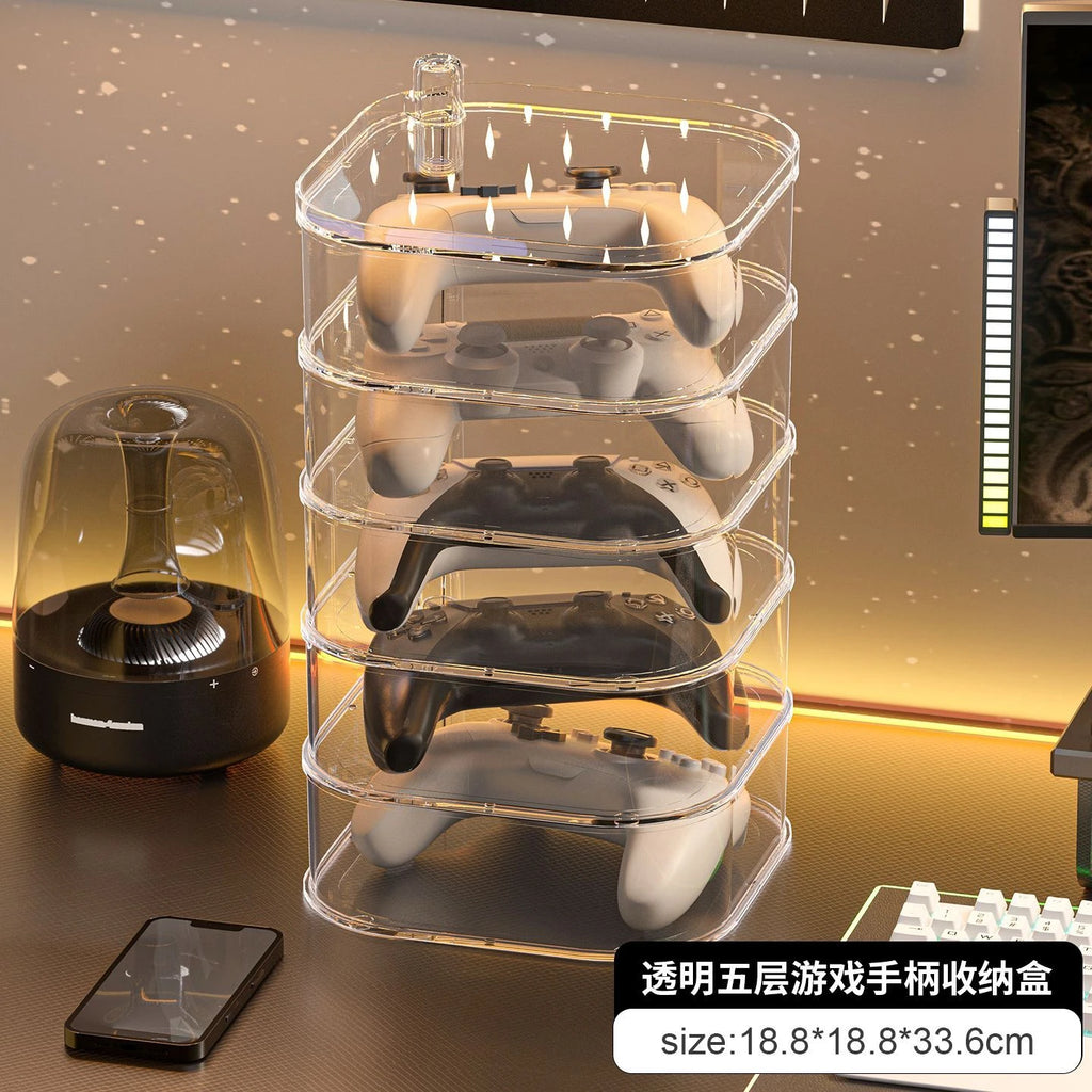Controller Stand Storage Box,Large Capacity Multi-layer Game Console Card Holder Organizer for Desktop Display Home Storage