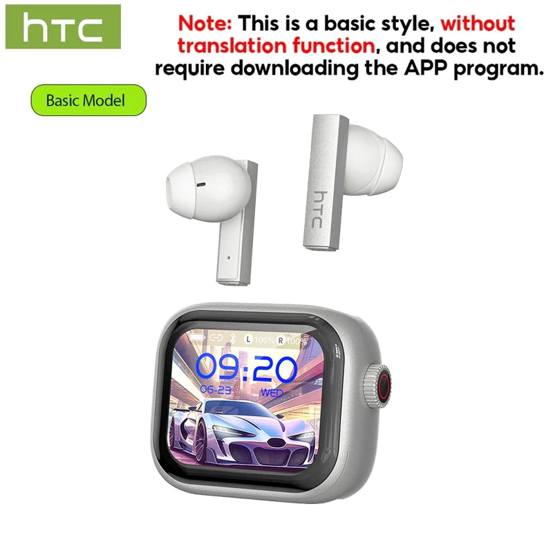 HTC Original AI Translator Wireless Bluetooth Earphones NE40 LED Touch Screen Earbud HiFi Sound Noise Reduction Sports Headphone