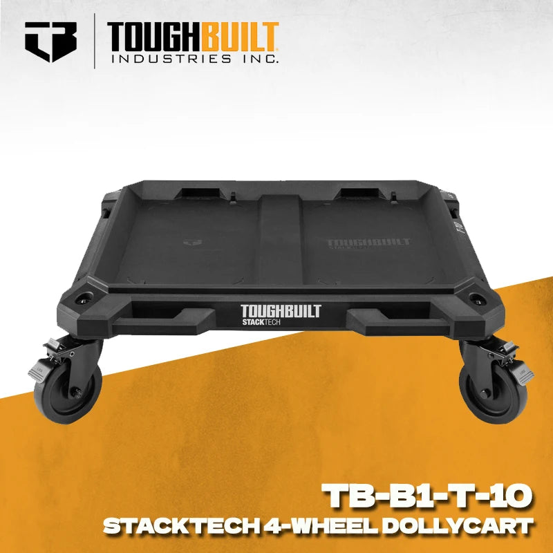 TOUGHBUILT TB-B1-T-10 StackTech 4-Wheel Cart Locking Mechanisms Save Effort Rotating Wheel Firm Tool Cart