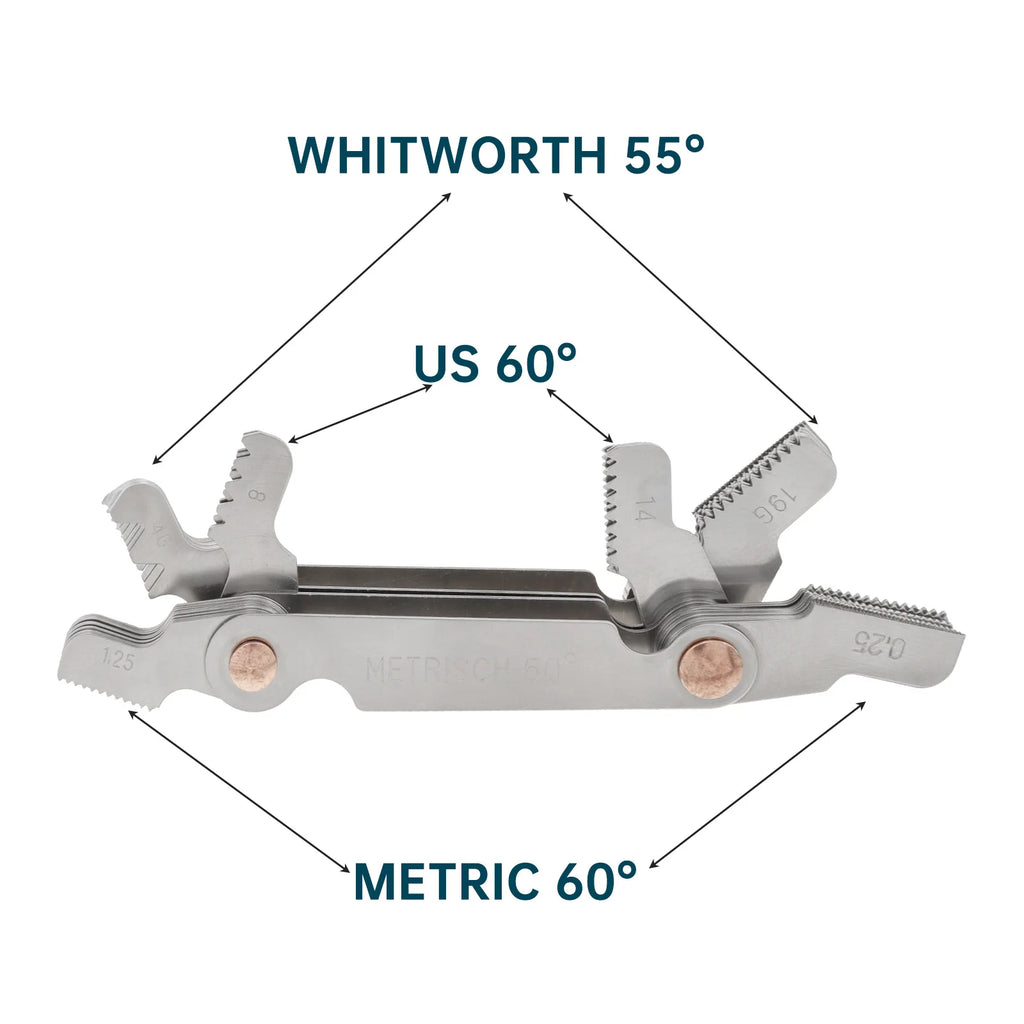 58 Pcs Blade Thread Pitch Gauge 55 60 Degree Whitworth Metric US Measuring Gage Screw Thread Pitch Gauge with Metal Nut