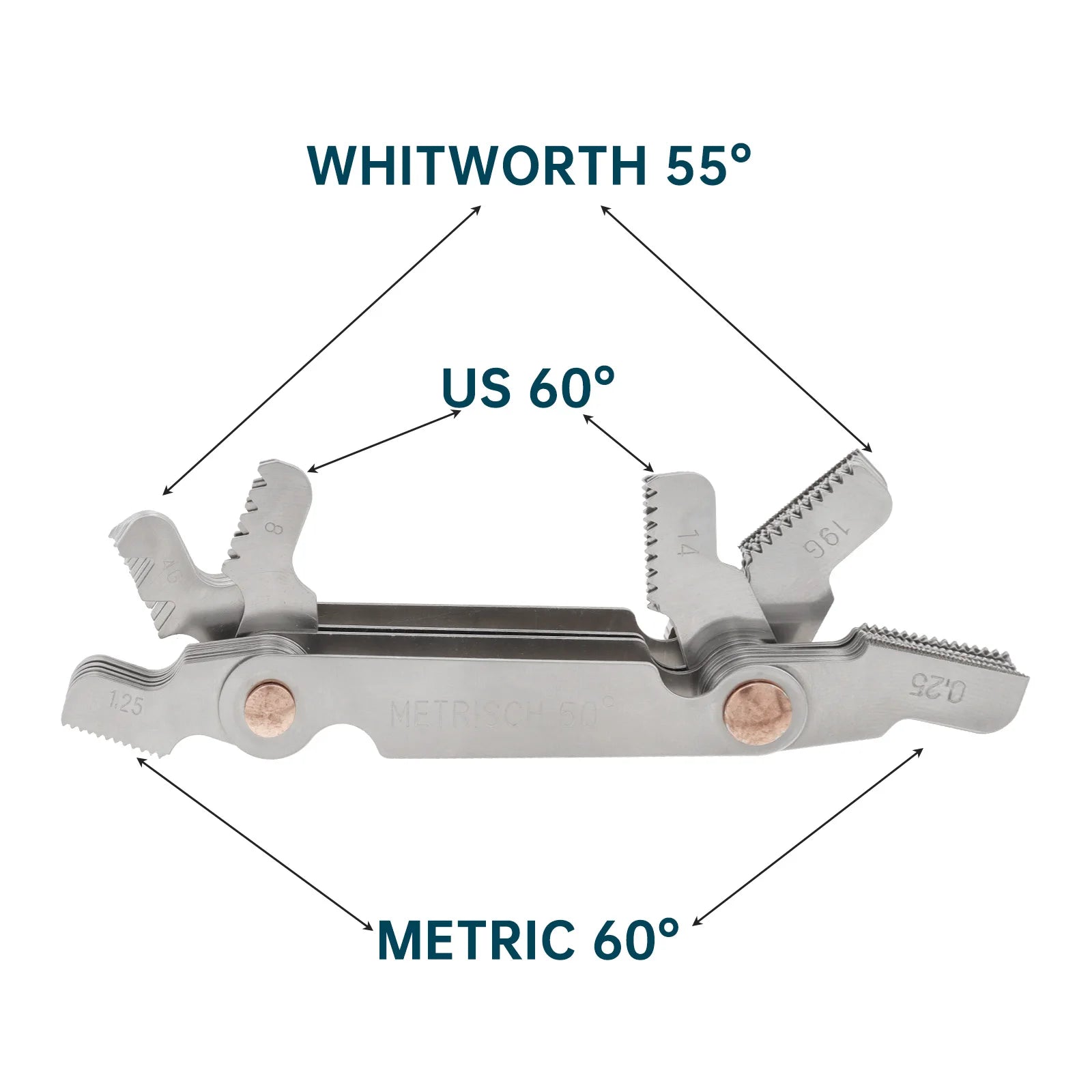 58 Pcs Blade Thread Pitch Gauge 55 60 Degree Whitworth Metric US Measuring Gage Screw Thread Pitch Gauge with Metal Nut