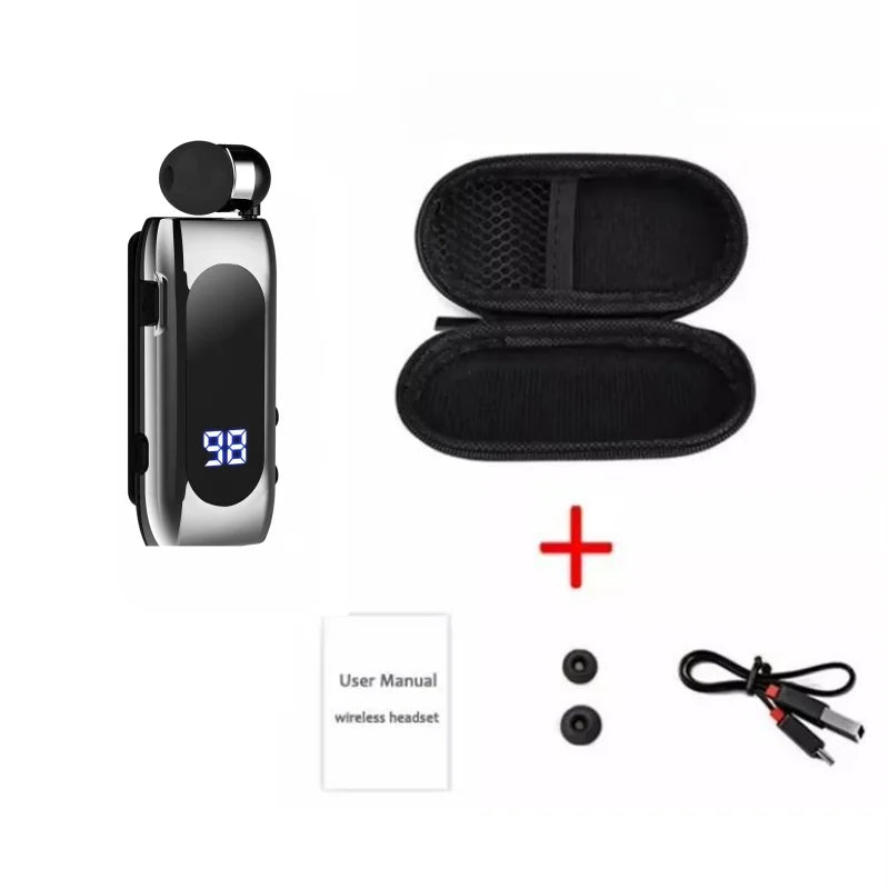 K55 Lavalier Business Bluetooth 5.2 Headphone Talk/music Time 20 Hours,led Digital Display,noice Cancelling Wireless Earphones