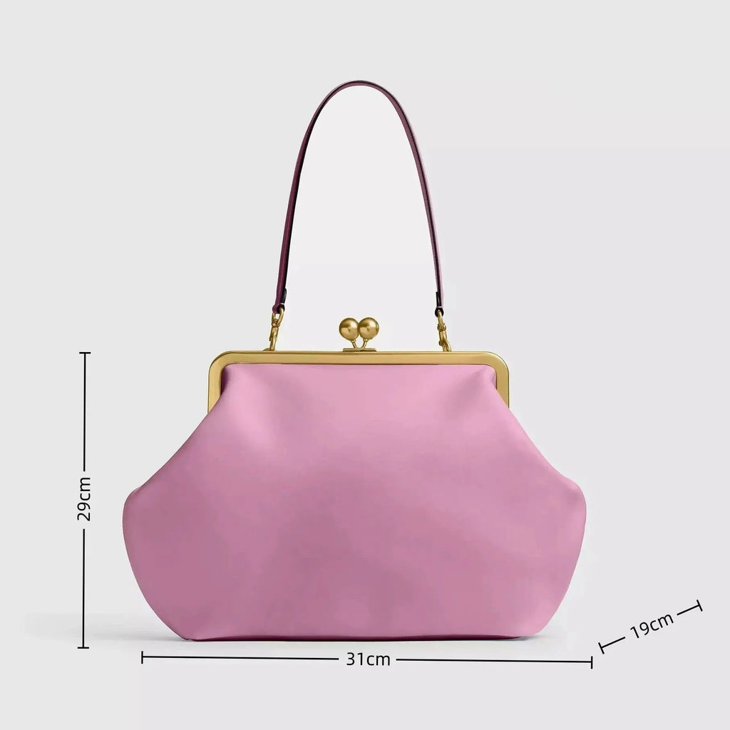 DONGSUO Women Kisslock Frame Bag Oversized Design Under-the-Arm Pouch Clutch Purse Evening Dinner Party Bag 2026 Shoulder Bag