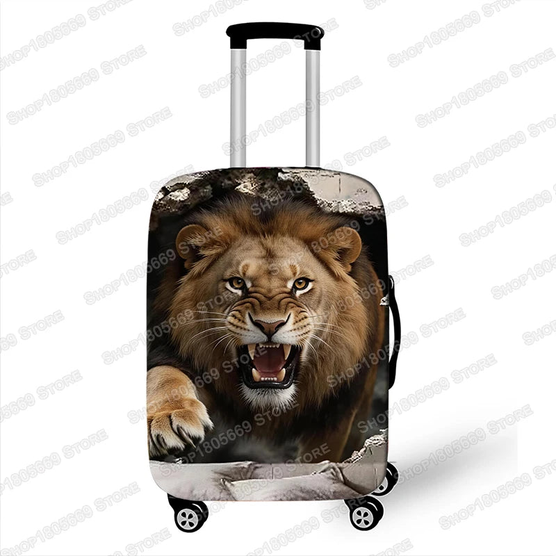 3D Animal Tiger / Lion / Wolf Bursting Through Wall Luggage Cover Elastic Trolley Case Covers Suitcase Protective Cover