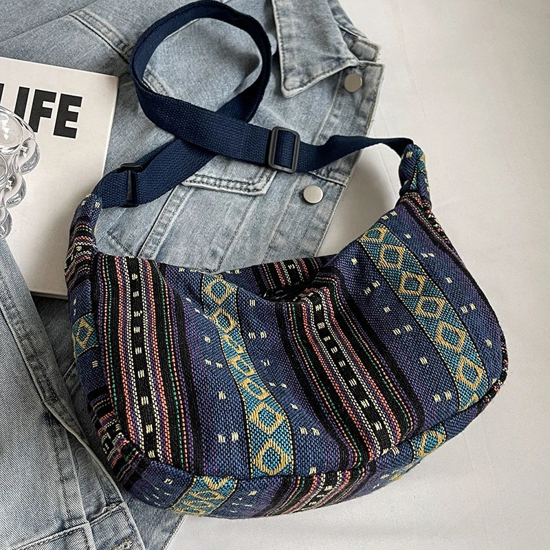 Crossbody Bags Tribal Style Shoulder Bag, Foldable Crossbody Striped Pattern, Flag Theme Hand Washable Edge Painted Lining 2026
