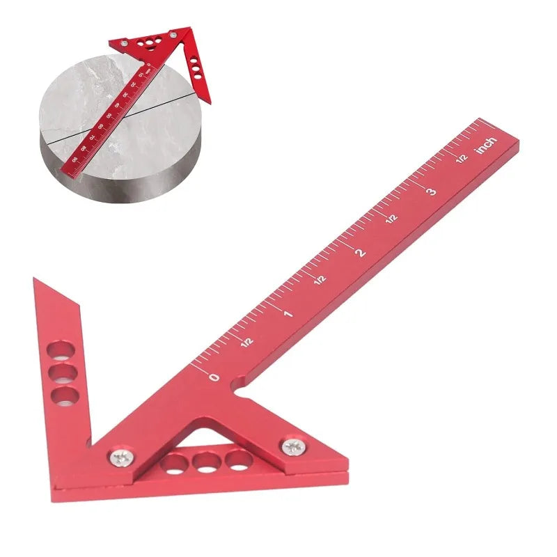 45/90 Degree Center Finder Woodworking Square Right Angle Line Gauge Aluminum Center Scribe Carpenter Ruler Wood Measuring Tool