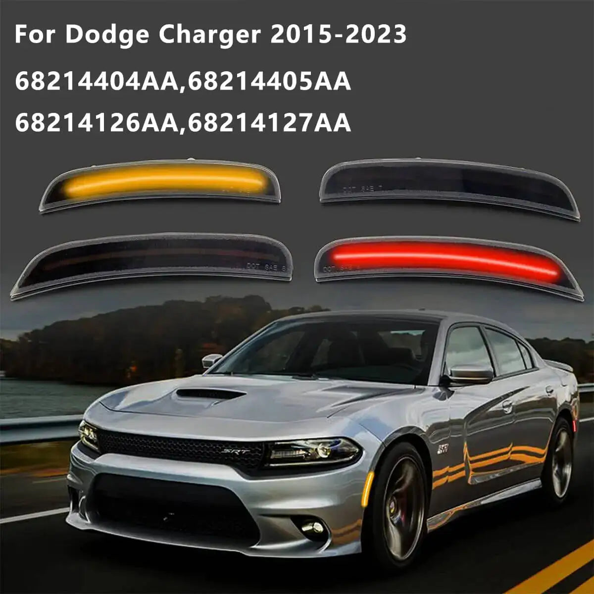 Car Side Marker Light Front Rear LED Lamps For Dodge Charger 2015 2016 2017 2018 2019 2020 2021 2022 2023 Auto Fender Lamp