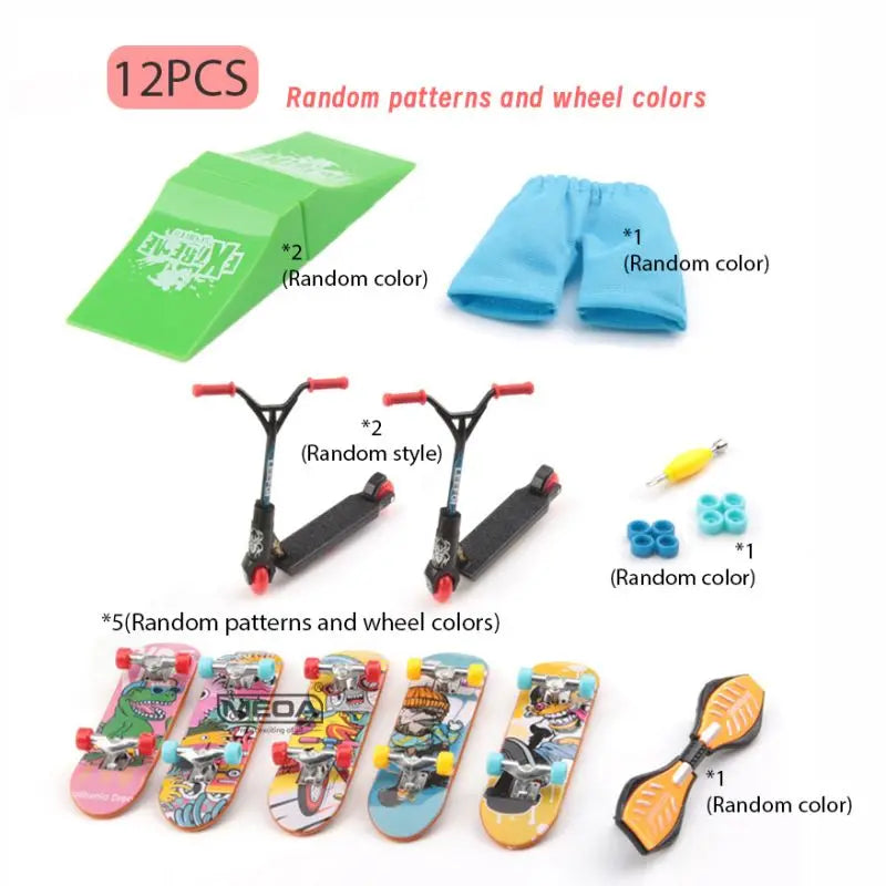 Profession Finger Boarding DIY Ramp Park Finger Scooter Finger Skateboard with Metal Bridge Skate Trucks Kid Pocket Toys Gift