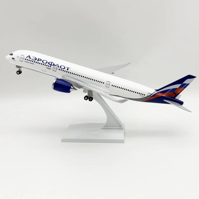 30cm Airplane Model Russia Aeroflot A350 Aircraft With Base Landing Gear resin Miniature Plane For Collectible