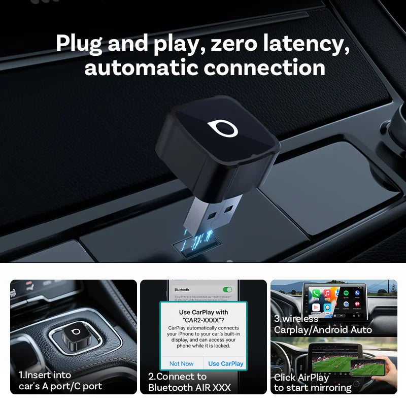 OTTOCAST MINI AIR Cube 4.0 Wireless CarPlay Android Auto 3 in 1  Adapter Screen Mirroring Car Accessories for Youtube Tiktok