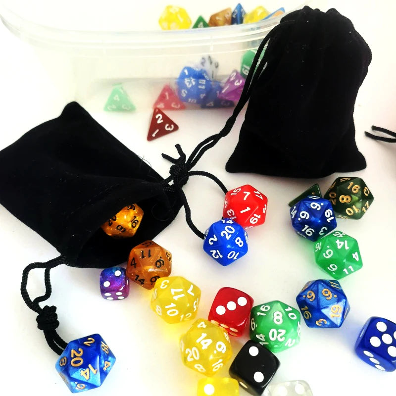 5 PCS Dice Bag pouch  Flannelette Small Big Black Drawstring Dice Bag For Collecting DND Dice