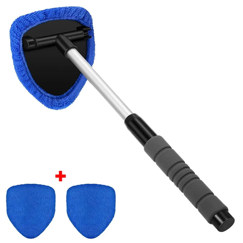 Car Window Cleaner Brush Kit Microfiber Windshield Cleaning Tool Auto Interior Glass Wash Wiper Long Handle Cleaning Brush