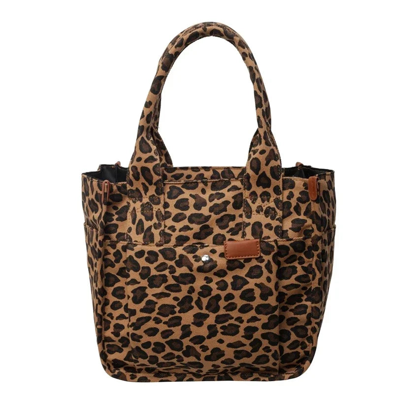 Zipper Leopard Pattern Nylon Women's Shoulder Bag 2026 Hot Sale Large Capacity Tote Bags Fashionable Leopard Print Shoulder Bag