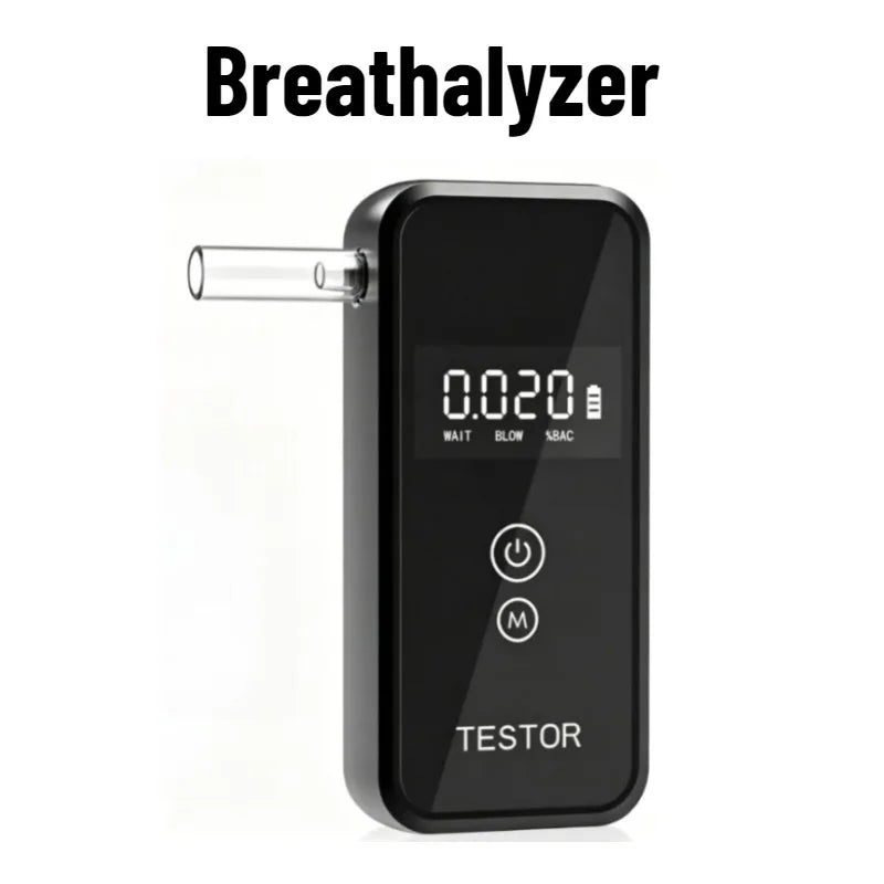 1Pc Black Breath Alcohol Tester Digital Display Blow Type Drunk Driving Detector Plastic Car Safety Test Instrument