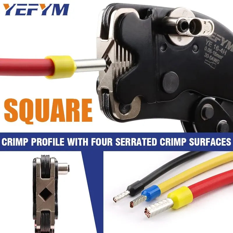 Ferrule Crimping Tool YE 16-4H Tubular Terminals 0.08-16mm²/30-5AWG Mini Pliers Adjust Knob To Control Electrical Clamps YEFYM
