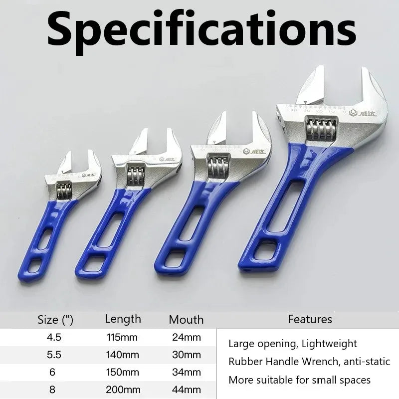Universal Lightweight Adjustable Wrench Large Opening Short Handle Multifunctional Mini Wrench Plumbing Pipeline Bathroom Tools