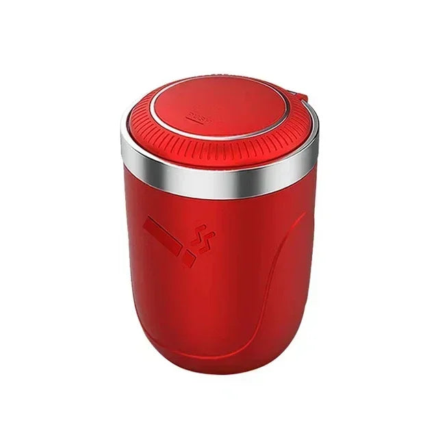 Car Ashtray With LED Light Universal Alloy Ash Tray Aluminum Cup Smokeless Auto Ashtray Flame Retardant Cigarette Holder Box
