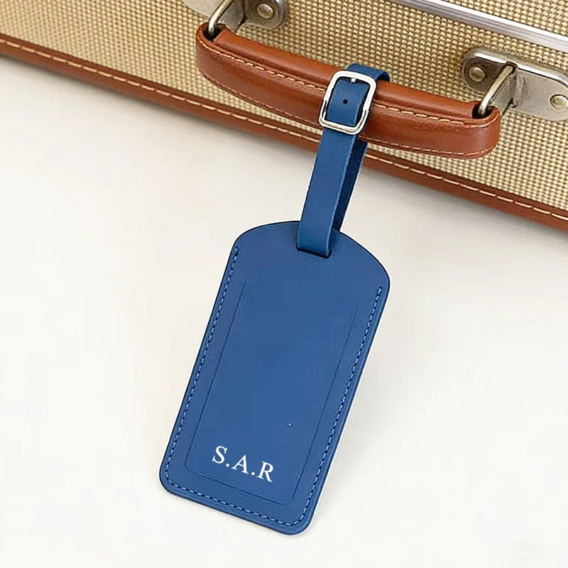 Cowhide Travel Custom Initials Luggage Tag Genuine Leather Personalized Suitcase Label Business Luxury Bag Pendant Retro Charm