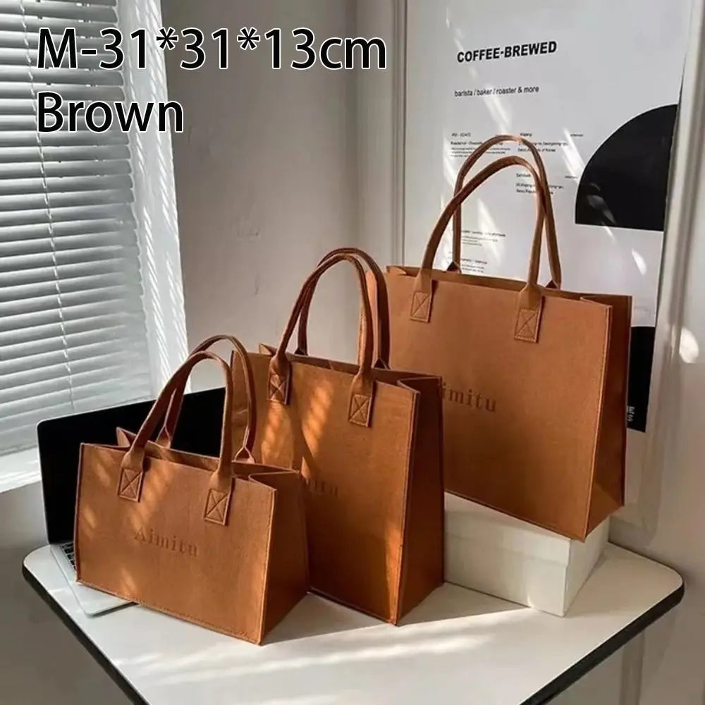 Fashion S/M/L Women Felt Shoulder Bag Simple Solid Color Messenger Bag Handbag Large Capacity Travel Casual Crossbody Bags