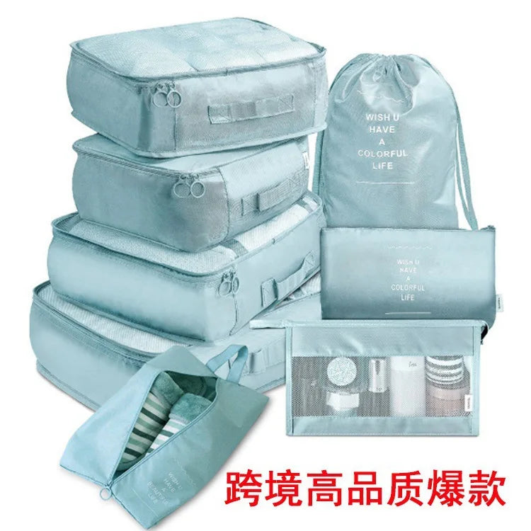 8Pcs Travel Organizer Storage Bags Wardrobe Cube Suitcase Packing Cubes Set Storages Luggage Clothes Shoe Pouch Folding