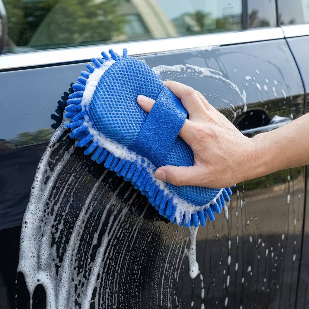 Chenille & Sponge Dual Side Car Wash Block, Scratch-Free. 26x15cm, Super Absorbent, Durable, Gentle