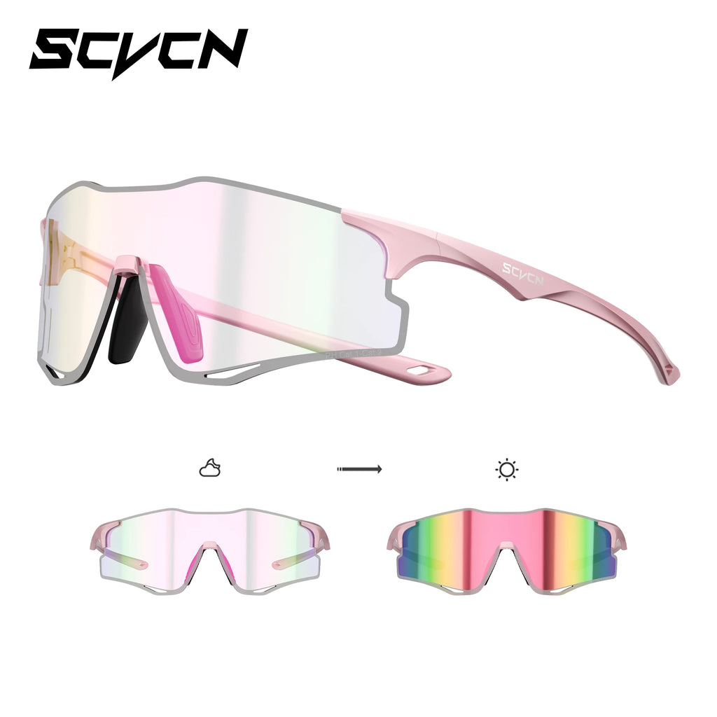 SCVCN Outdoor Photochromic Running Sunglasses Men Women Marathon Ultralight Glasses Sports Cycling Bicycle UV400 Hiking Eyewear