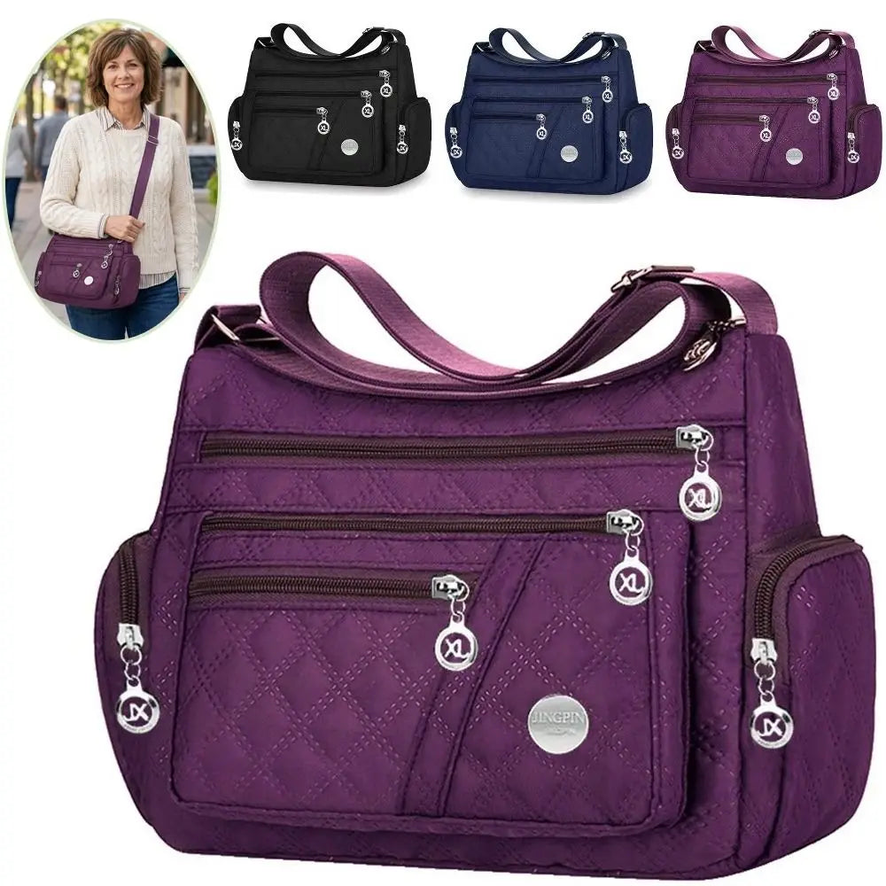 Square Shape Crossbody Bag Oxford Zipper Closure Shoulder Bag Multi-layer Large Capacity Middle-aged Mother's Bag Daily Use