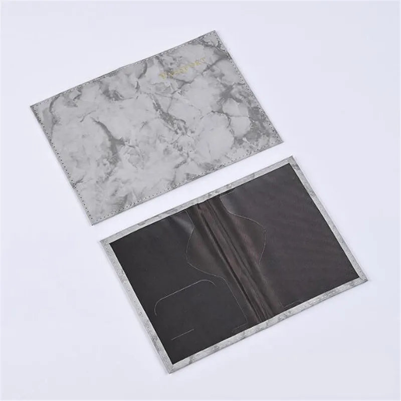 Fashion Women Men Passport Cover Pu Leather Marble Style Travel ID Credit Card Passport Holder Packet Wallet Purse Bags Pouch