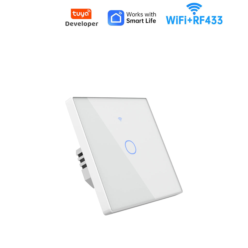 Tuya WiFi Smart Switch, home smart wireless control panel, alexa voice glass touch switch