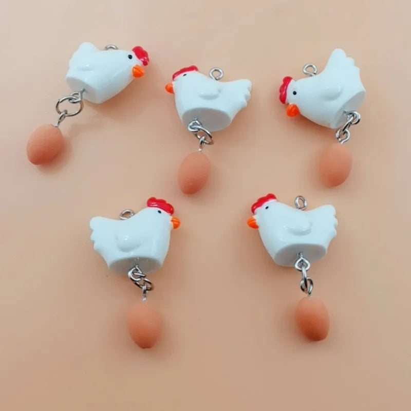 10pcs hot selling creative healing resin hen egg pendant DIY jewelry accessories jewelry making earrings necklace