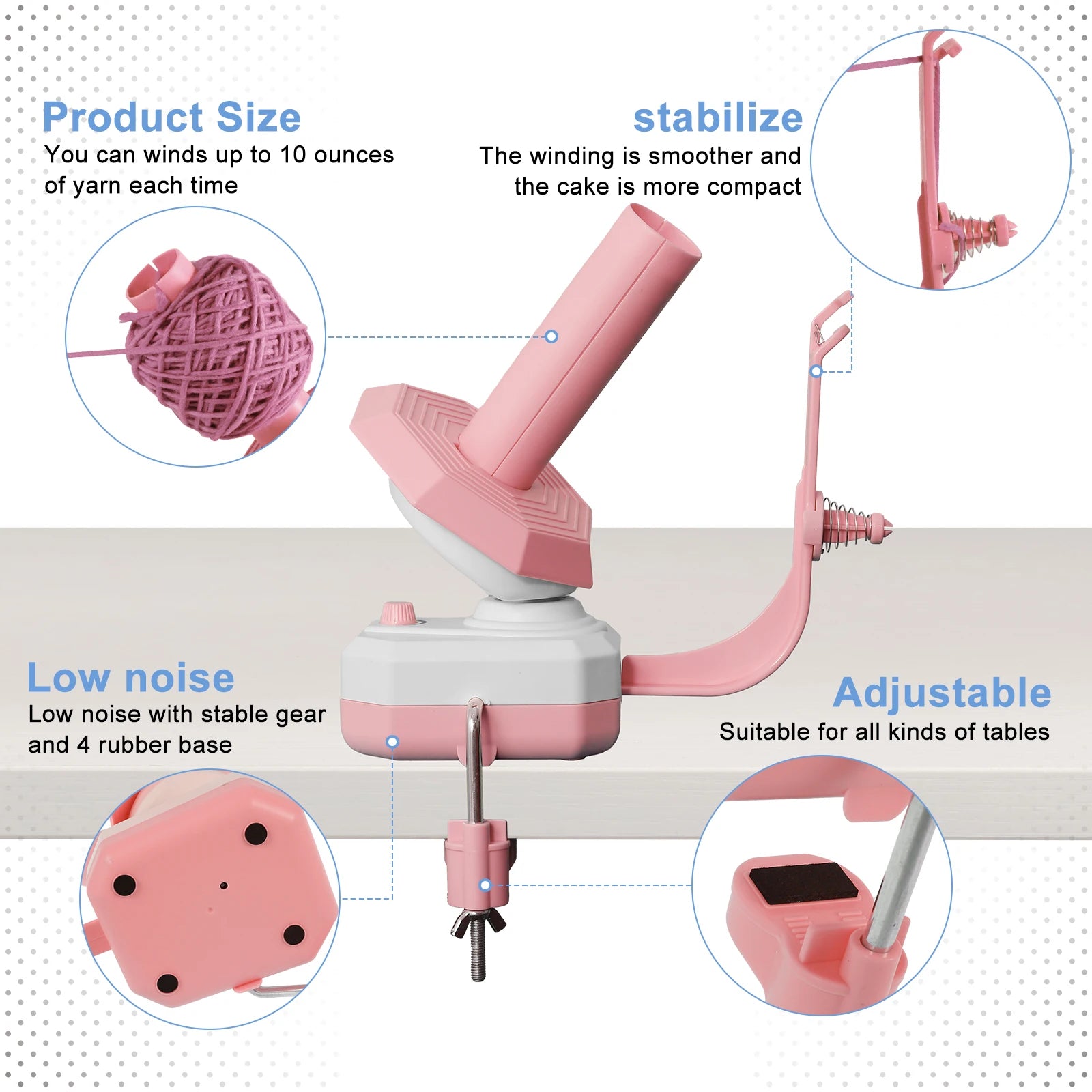 Electric Wool Winder for Crocheting Motor Drive Automatic Yarn Ball Winder Efficient Auto Yarn Cake Winder With Stepless Speed