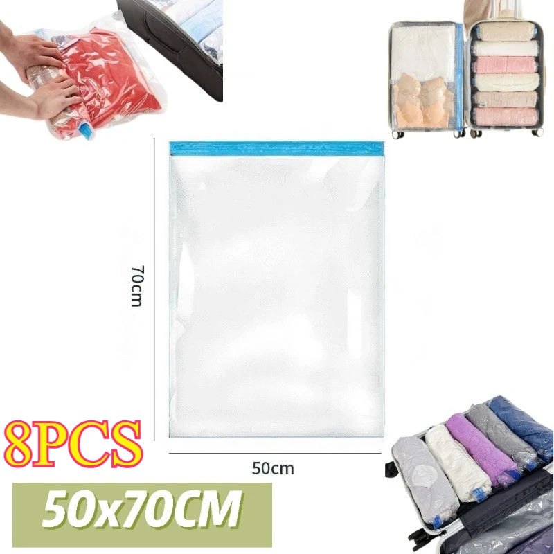 Roll Up Space Saver Travel Storage Bags Travel Accessories Compression Bag for Packing & Clothes, No Pump or Vacuum Needed